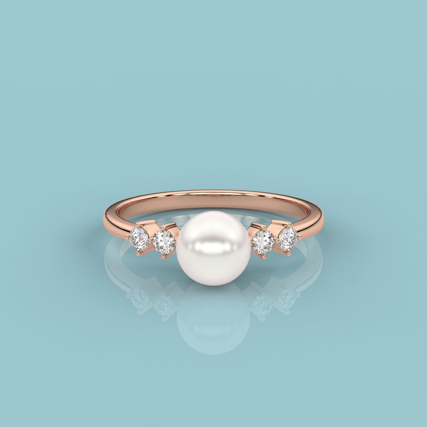 Rose gold Huitan Pearl 925 Silver Ring