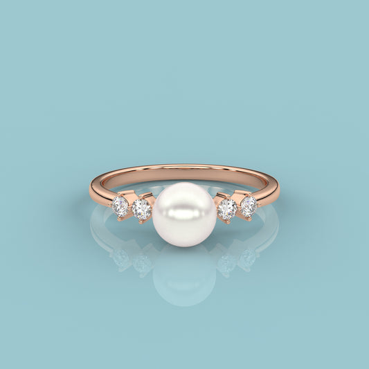 Rose gold Huitan Pearl 925 Silver Ring