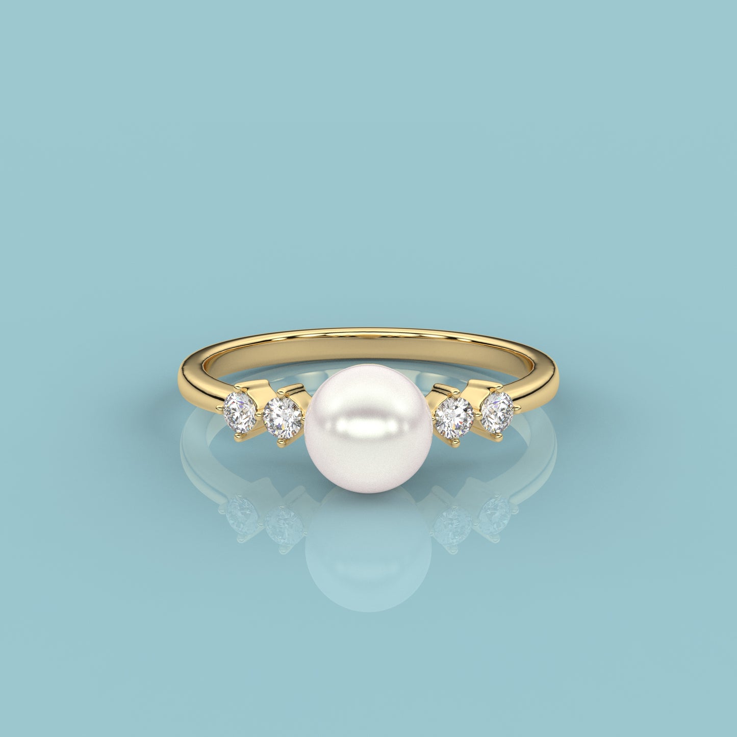 Yellow gold Huitan Pearl 925 Silver Ring