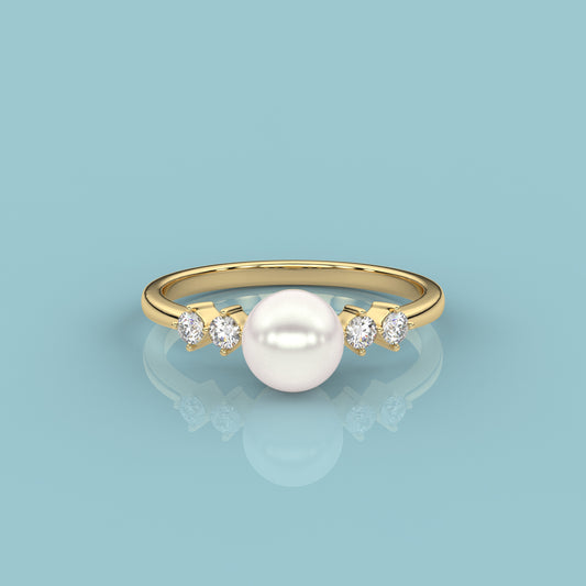 Yellow gold Huitan Pearl 925 Silver Ring