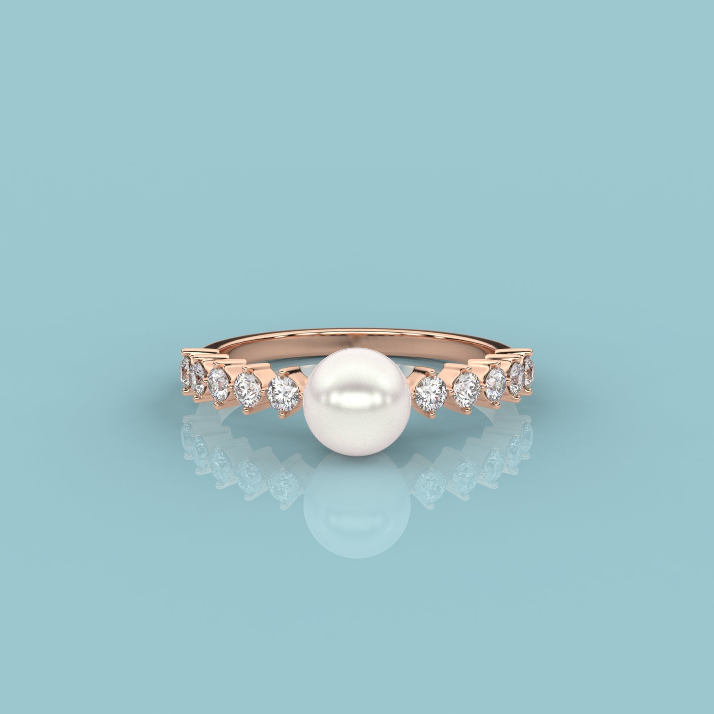 Rose gold Alevan Pearl 925 Silver Ring