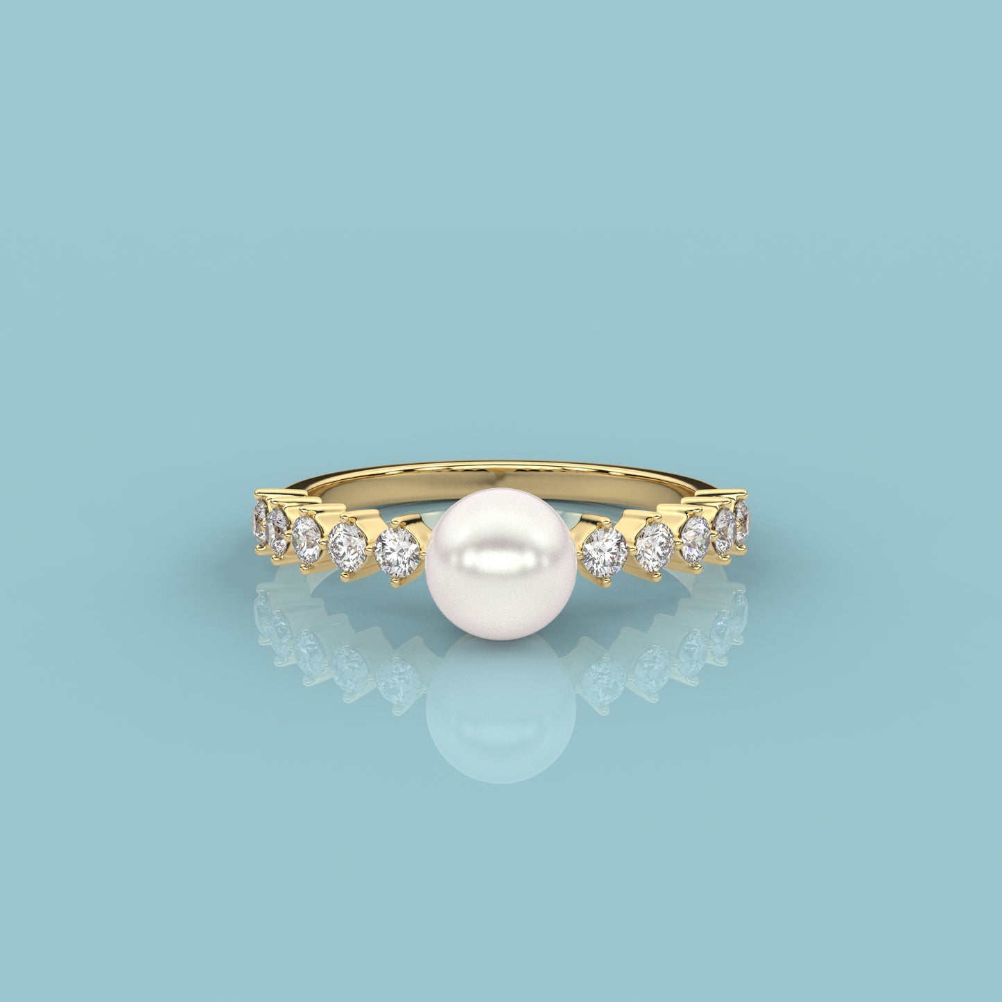 Yellow gold Alevan Pearl 925 Silver Ring