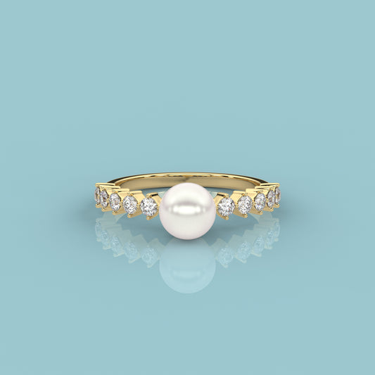 Yellow gold Alevan Pearl 925 Silver Ring