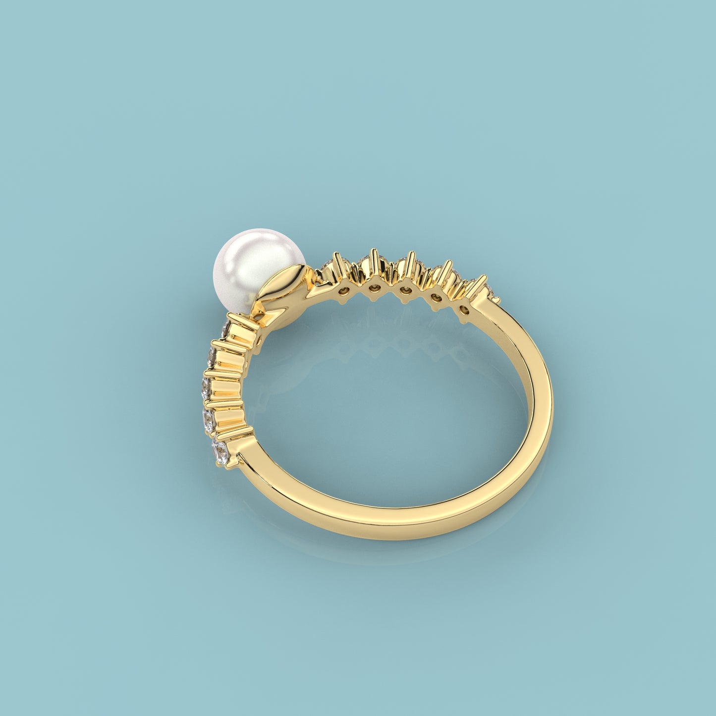 Yellow gold Alevan Pearl 925 Silver Ring