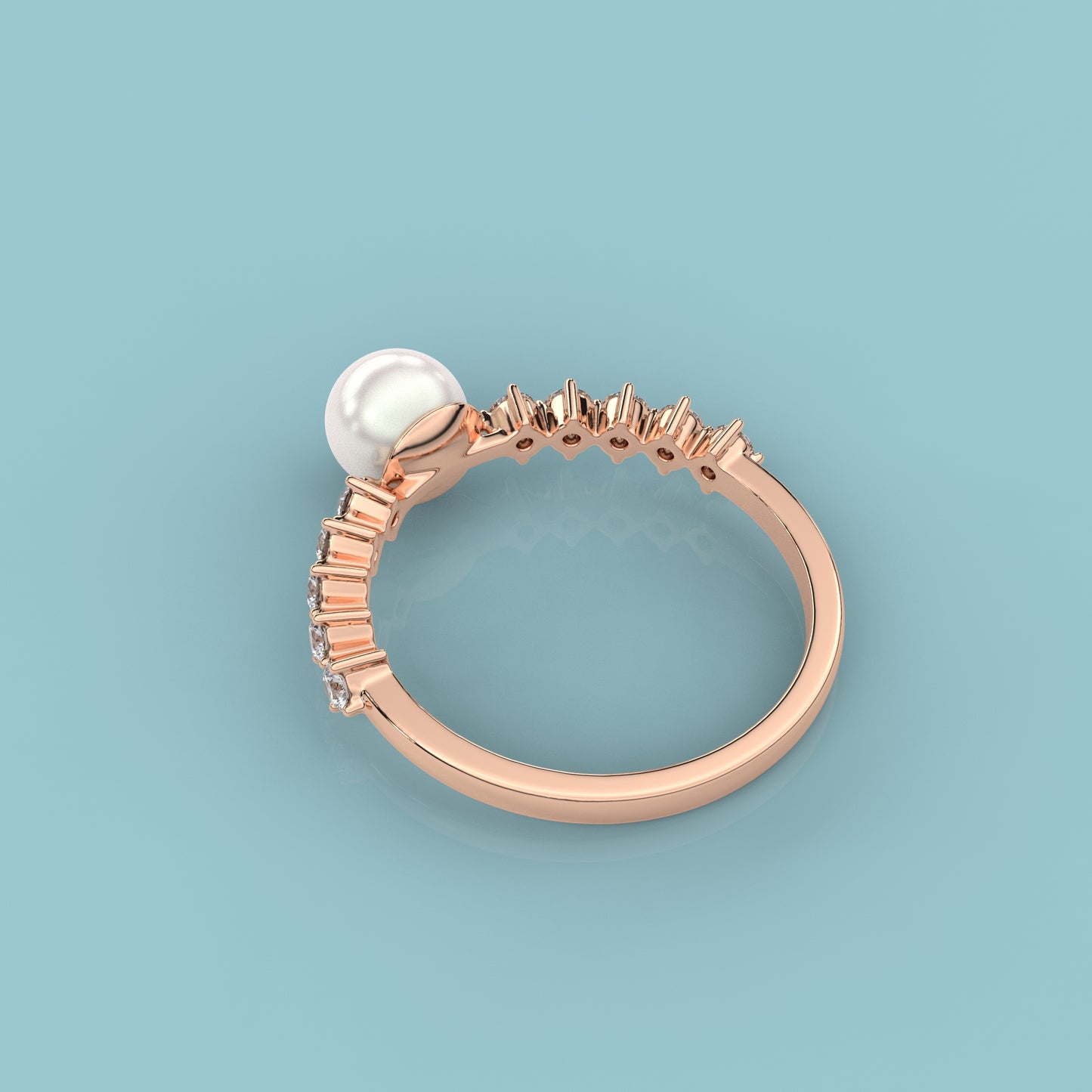 Rose gold Alevan Pearl 925 Silver Ring