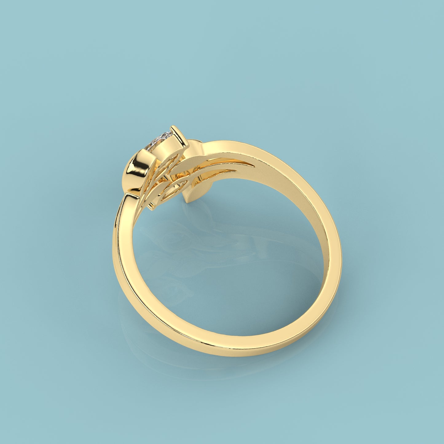 Yellow gold Olive 925 Silver Ring