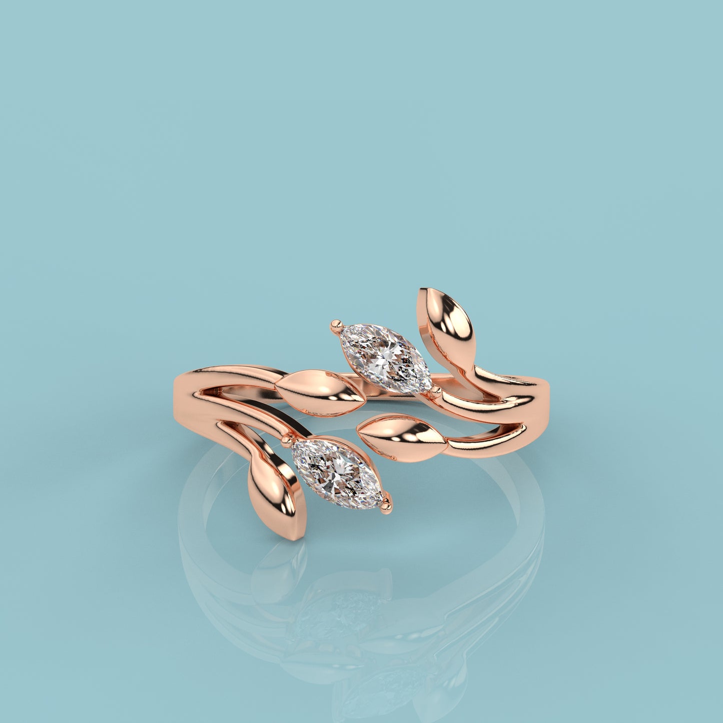 Rose gold Olive 925 Silver Ring