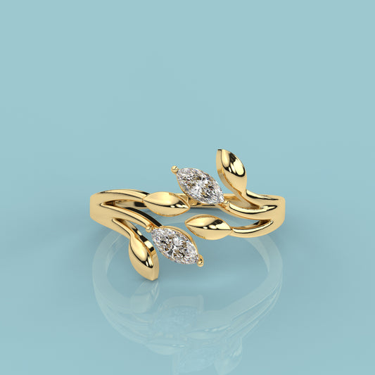 Yellow gold Olive 925 Silver Ring