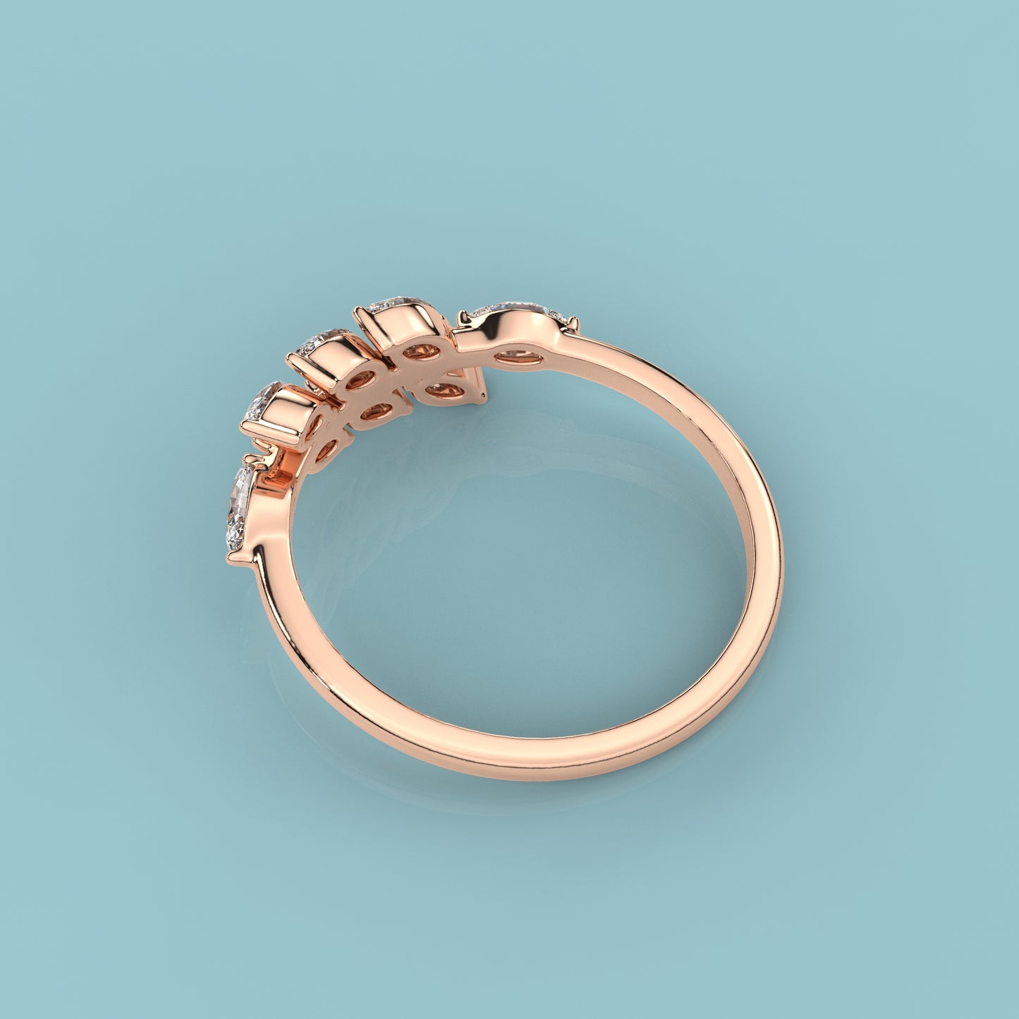 Rose gold Leaf Marquise 925 Silver Ring