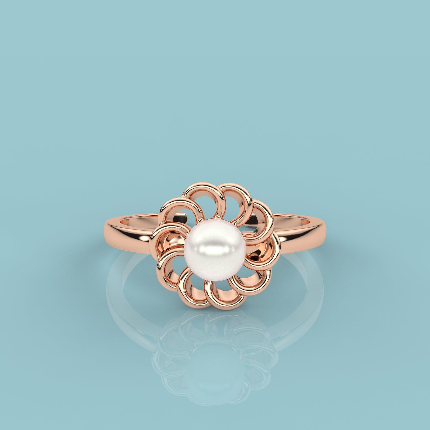 Rose gold Sunflower 925 Silver Ring