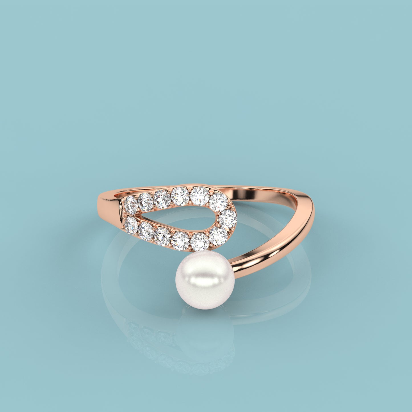 Rose gold Cascade Pearl 925 Silver Ring