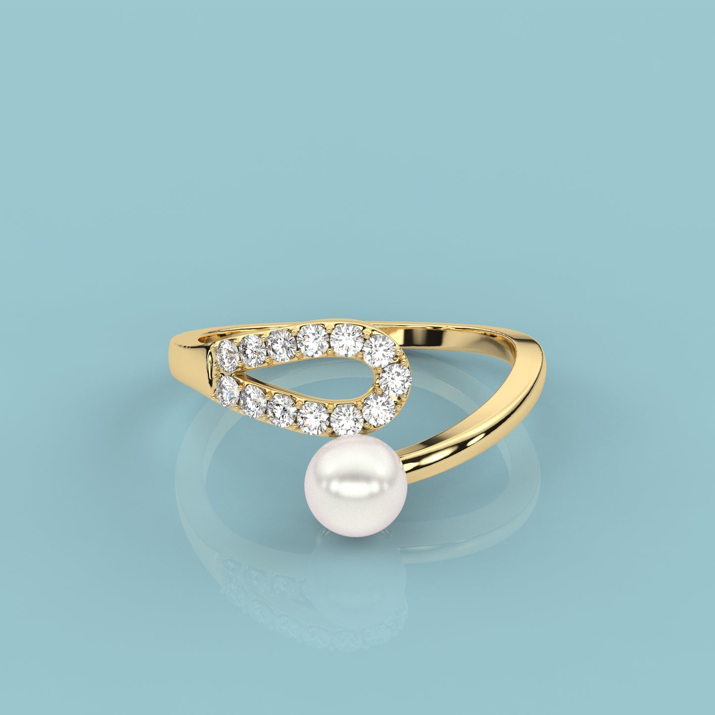 Yellow gold Cascade Pearl 925 Silver Ring