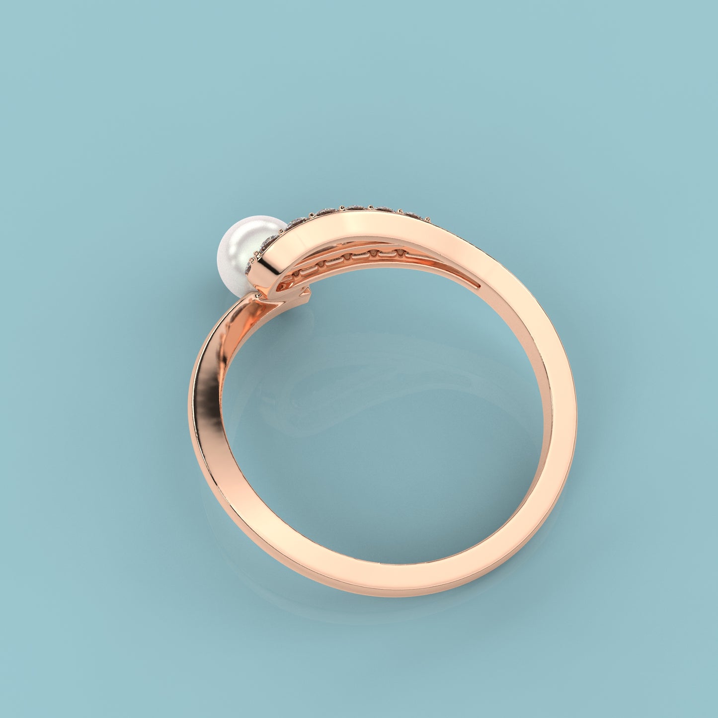 Rose gold Cascade Pearl 925 Silver Ring