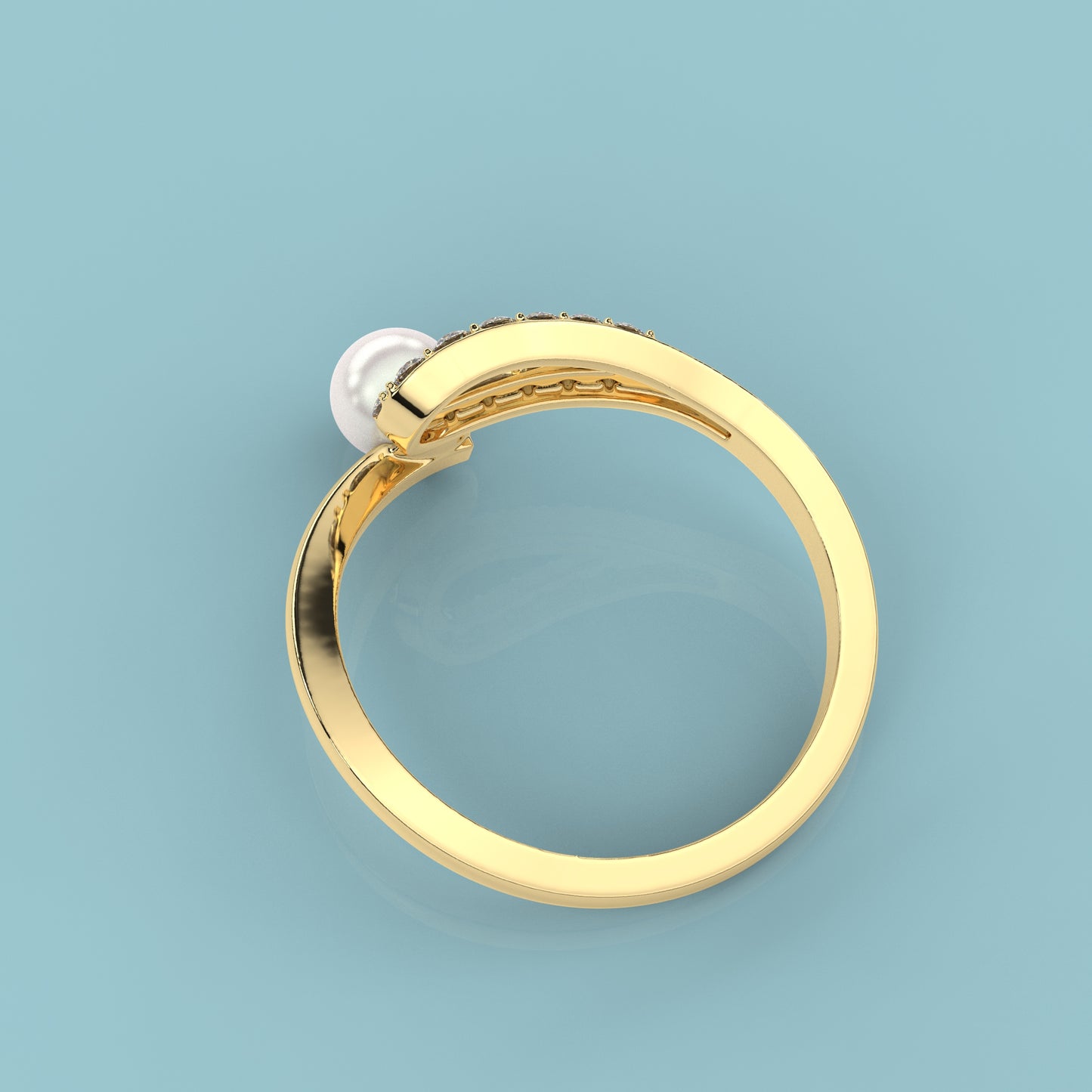 Yellow gold Cascade Pearl 925 Silver Ring