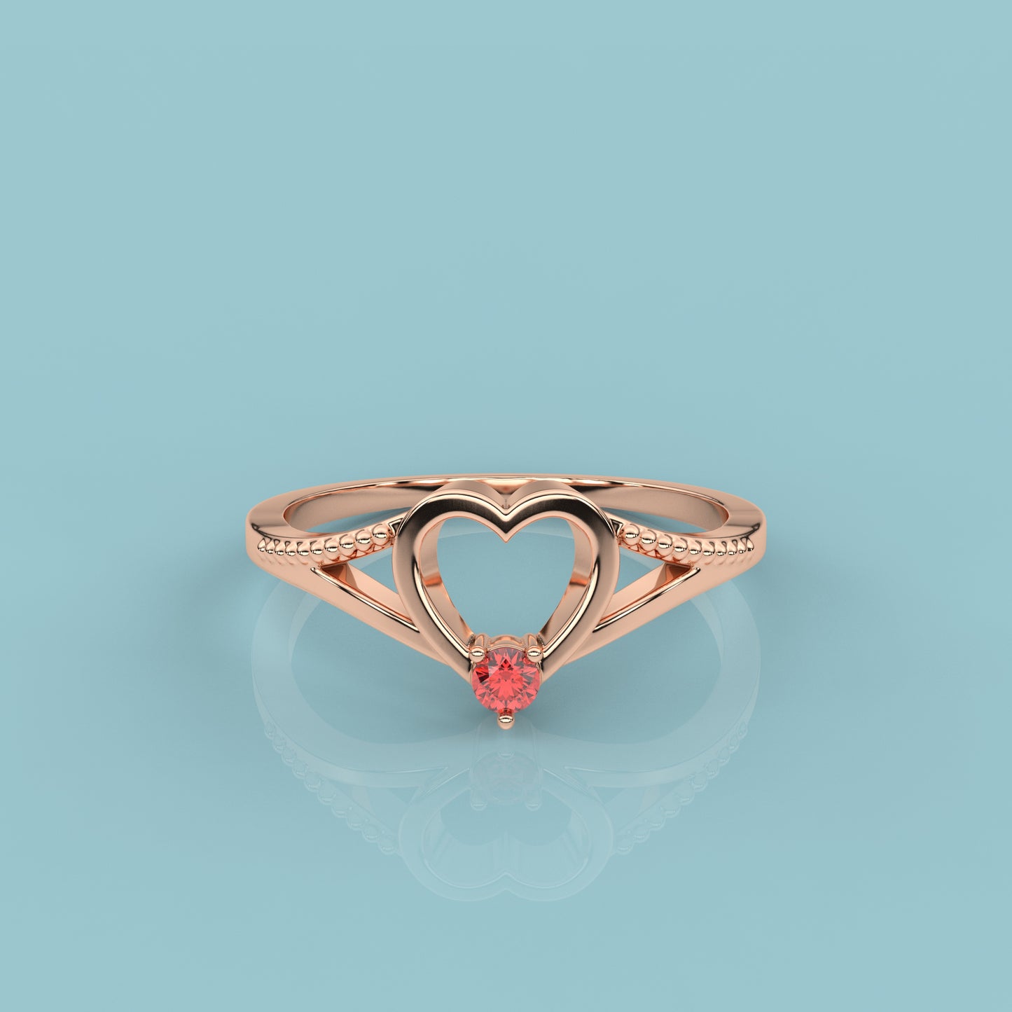 Rose gold ruby cubic 925 Silver Ring