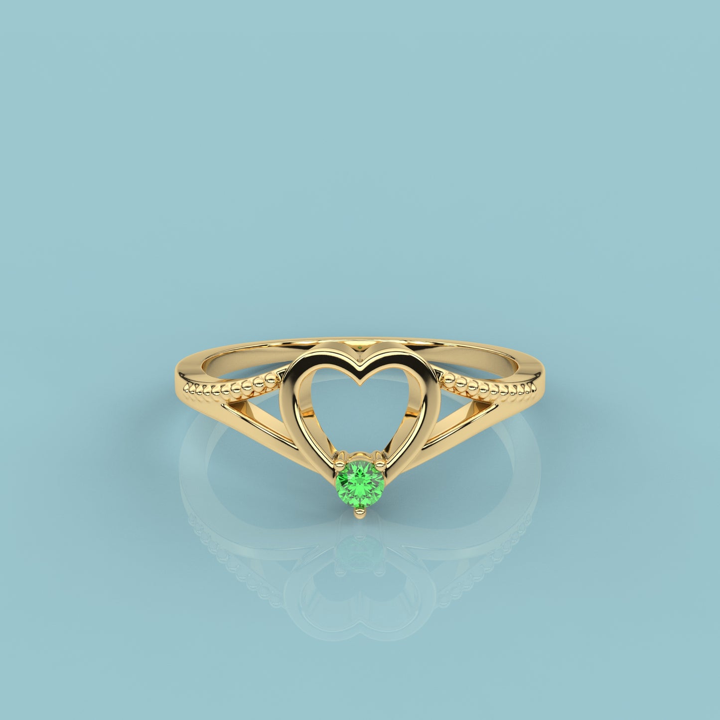 Green Rose gold cubic 925 Silver Ring