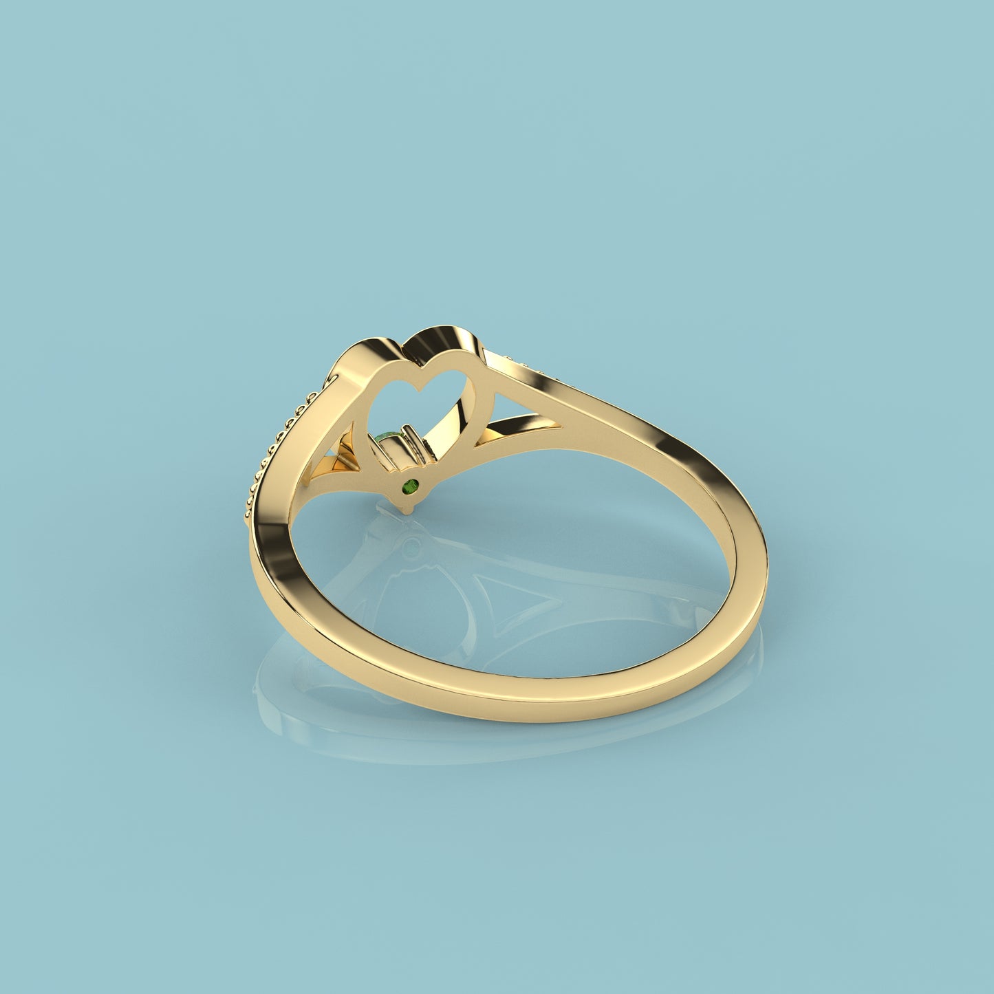 Green Rose gold cubic 925 Silver Ring