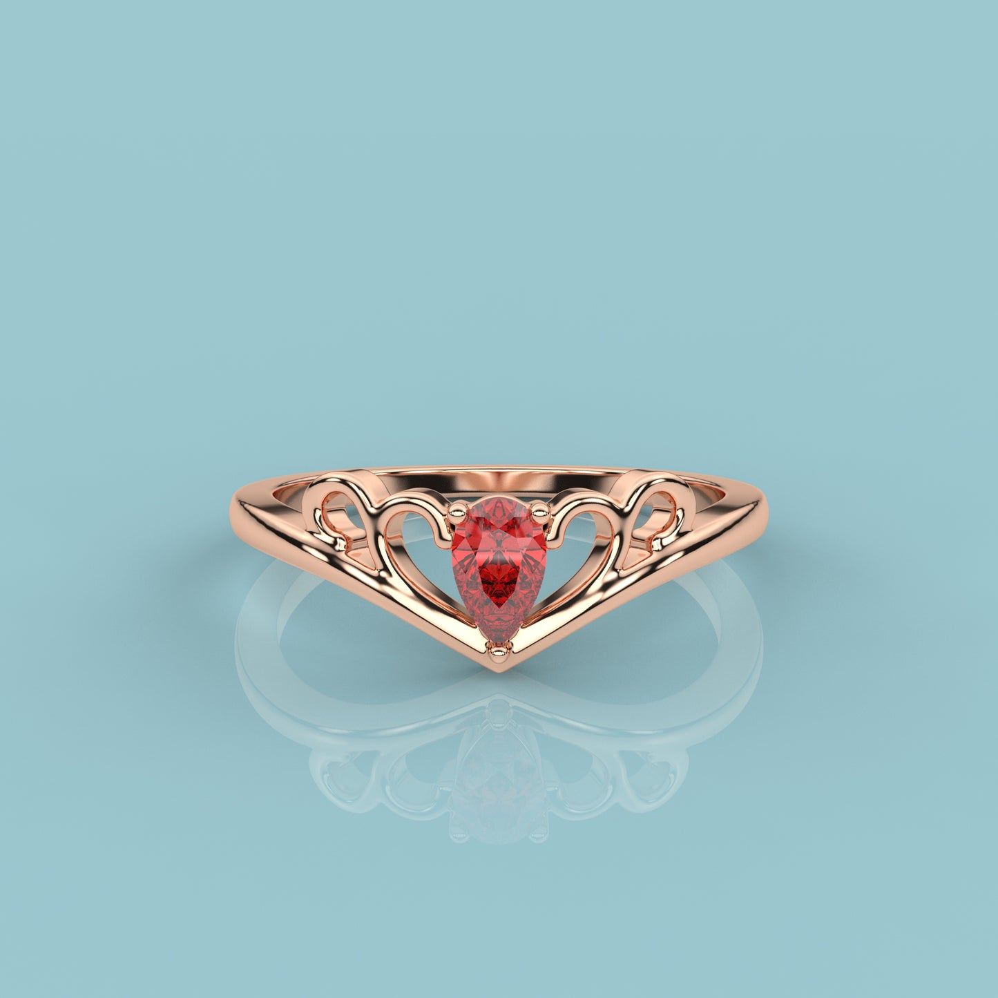 Rose gold stone Caitlin 925 Silver Ring