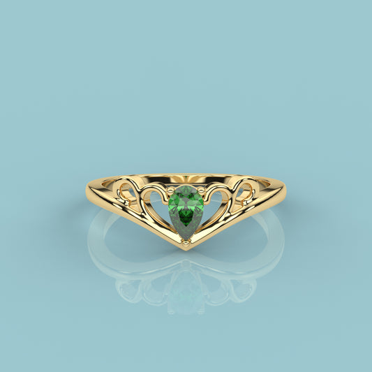 Yellow gold stone Caitlin 925 Silver Ring