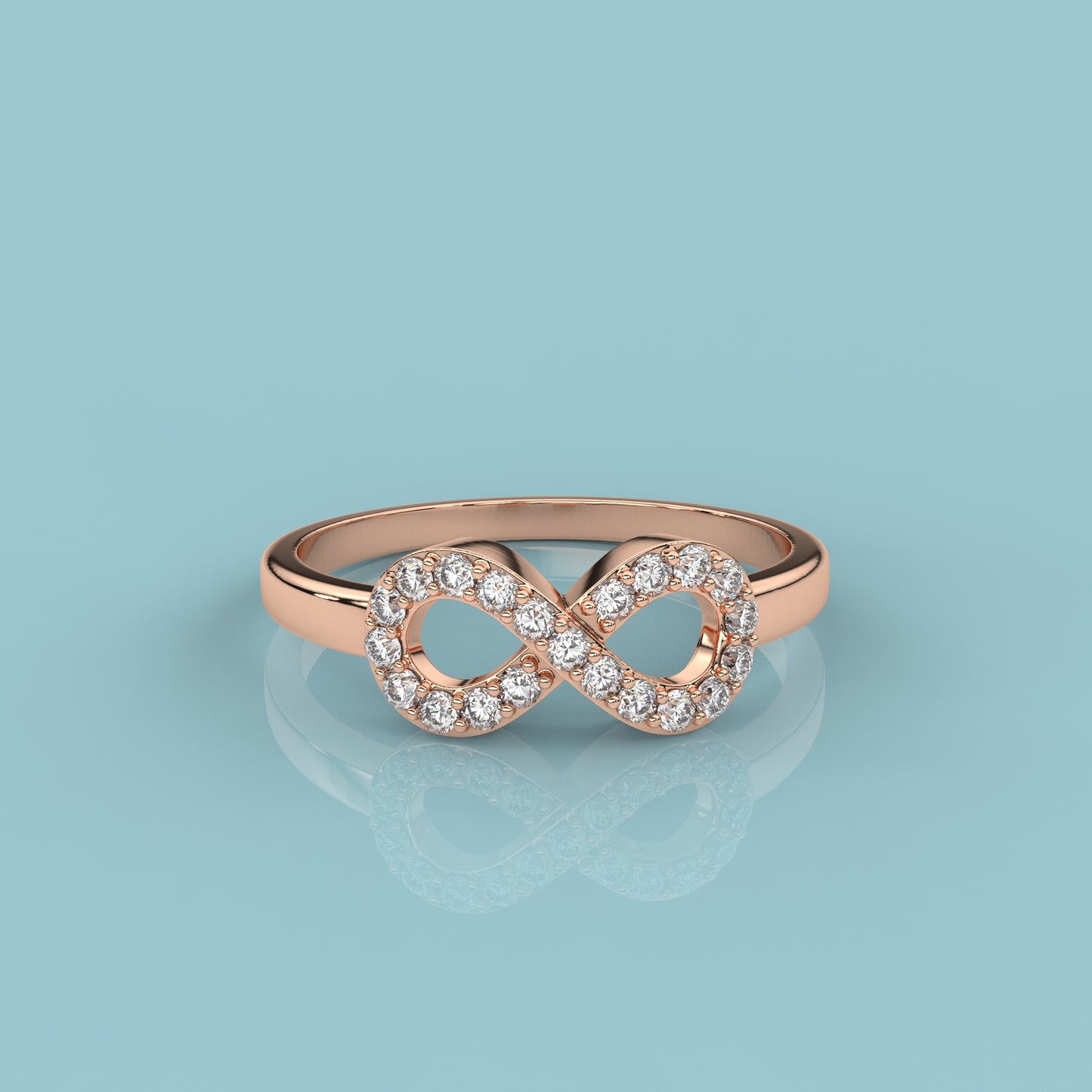 Infinity rose gold stone 925 Silver Ring