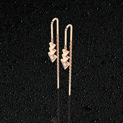 Rose gold Three tringle Sui Dhaga 925 silver Earring