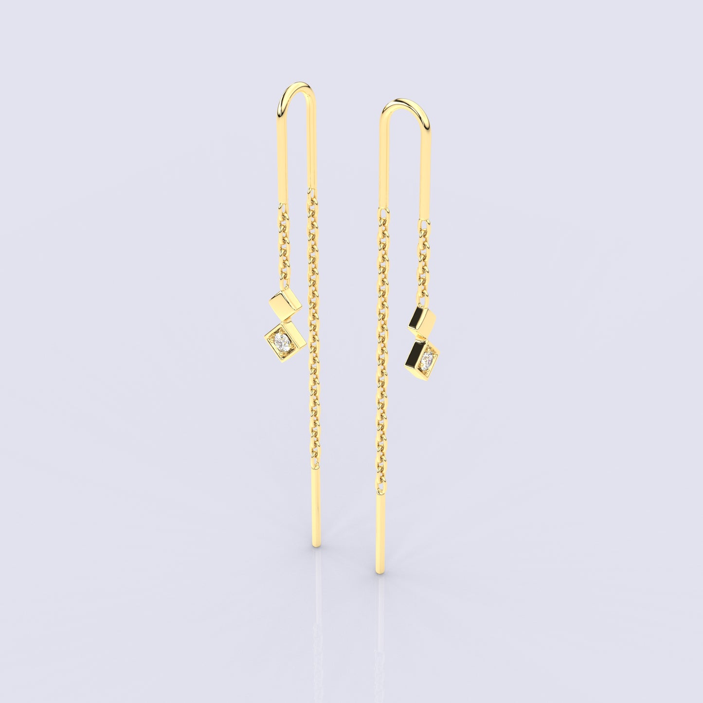 Yellow gold Square Sui Dhaga 925 silver Earring