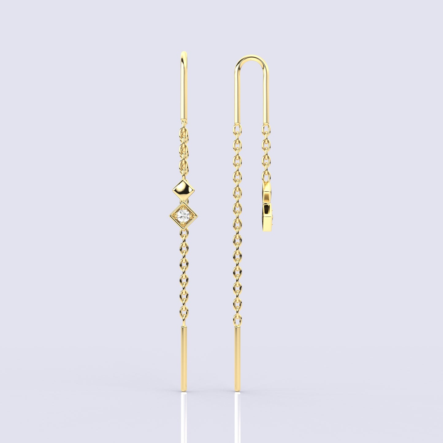 Yellow gold Square Sui Dhaga 925 silver Earring