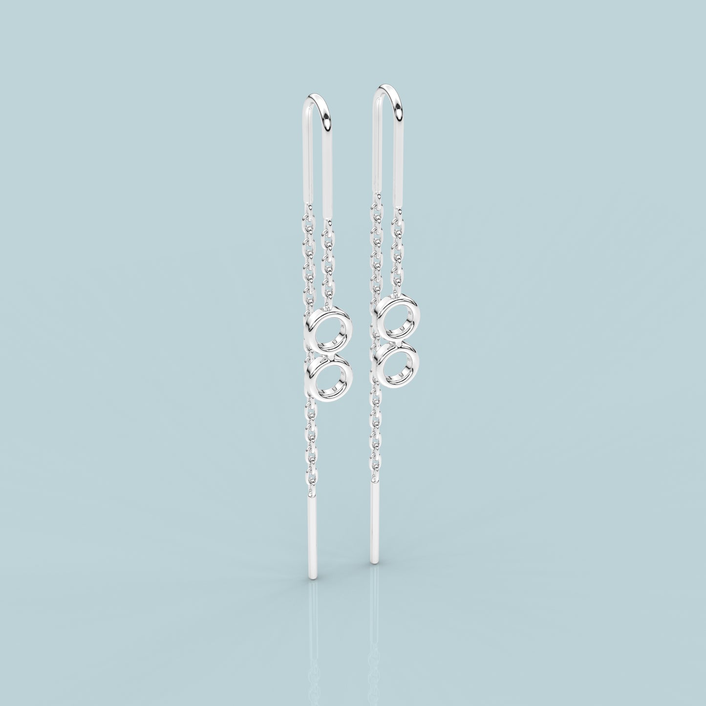 Dual round Sui Dhaga 925 silver Earring