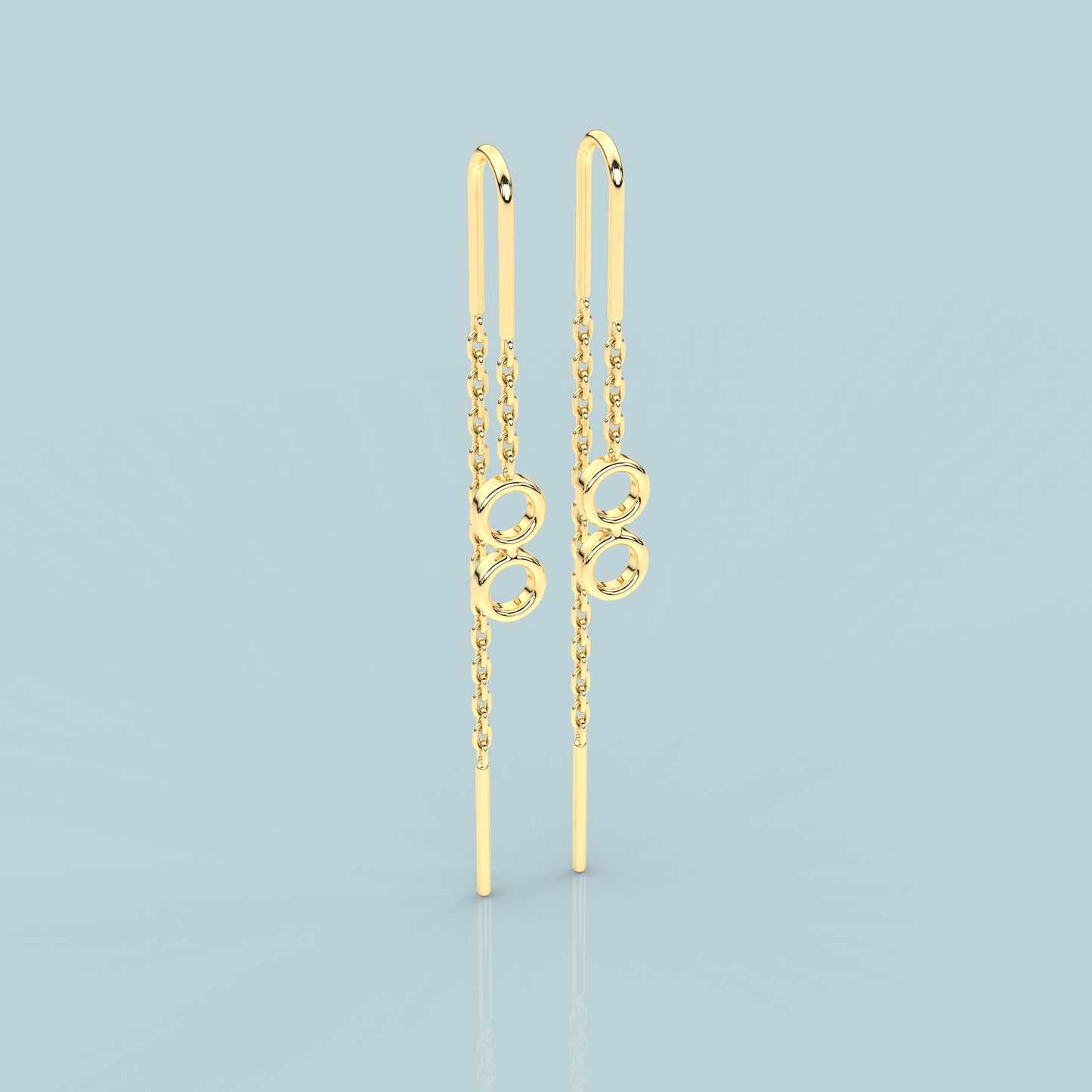 Yellow gold Dual round Sui Dhaga 925 silver Earring