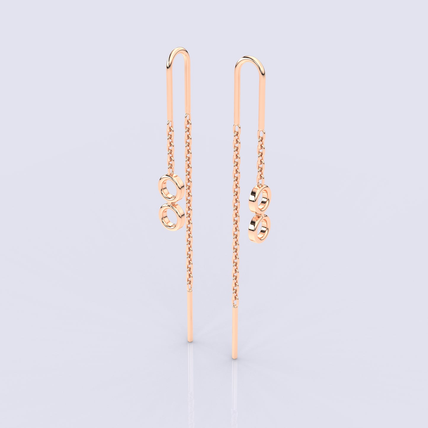 Rose gold Dual round Sui Dhaga 925 silver Earring