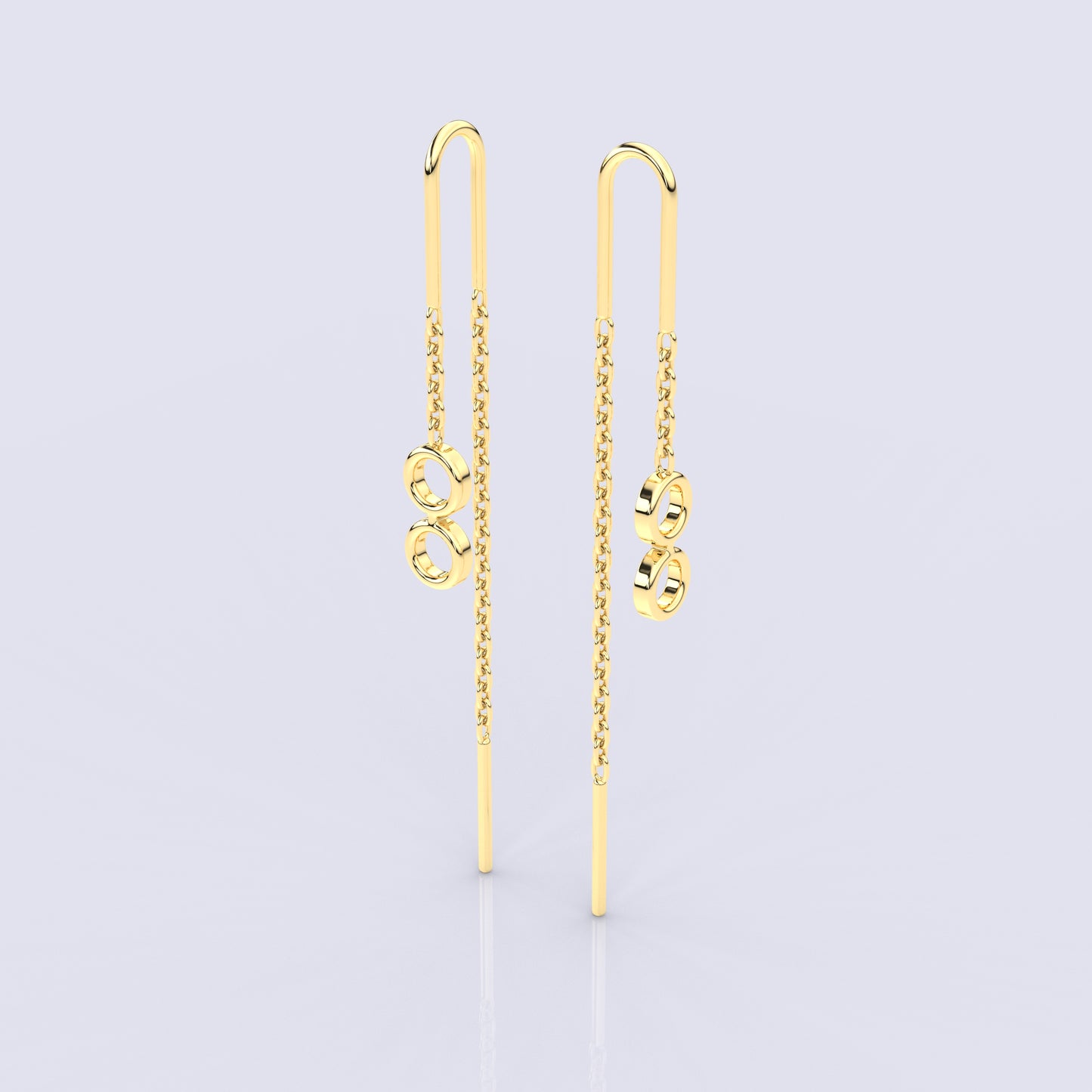 Yellow gold Dual round Sui Dhaga 925 silver Earring