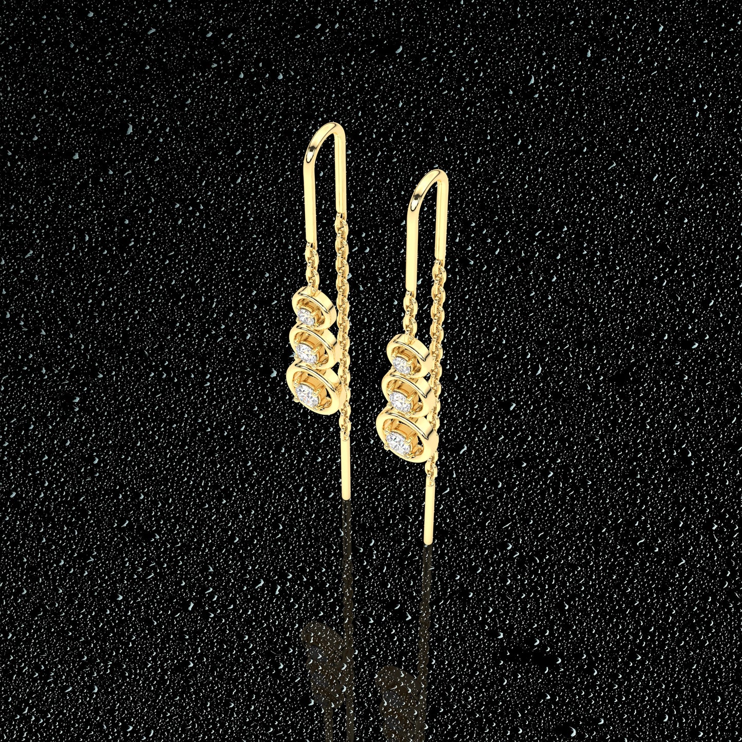 Yellow gold Round Sui Dhaga 925 silver Earring