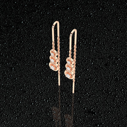 Rose gold Round Sui Dhaga 925 silver Earring