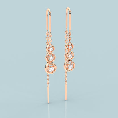 Rose gold Round Sui Dhaga 925 silver Earring