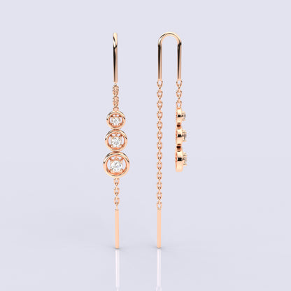 Rose gold Round Sui Dhaga 925 silver Earring