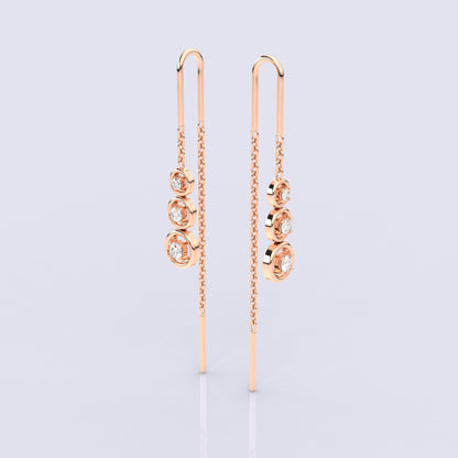 Rose gold Round Sui Dhaga 925 silver Earring