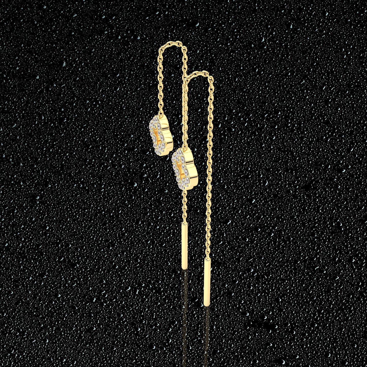 Yellow gold Gagal Sui Dhaga 925 silver Earring