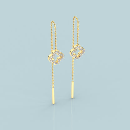 Yellow gold Gagal Sui Dhaga 925 silver Earring
