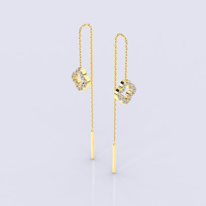 Yellow gold Gagal Sui Dhaga 925 silver Earring