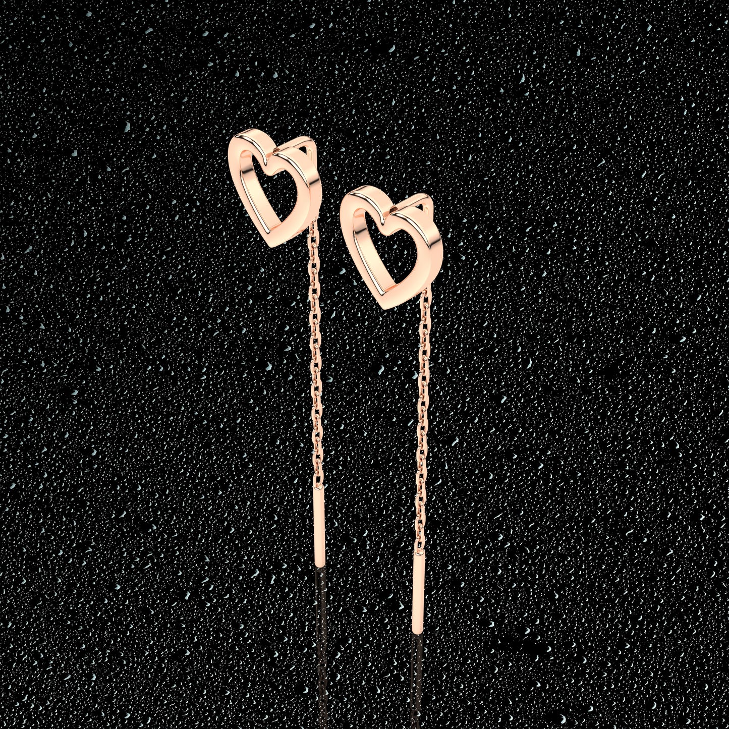 Heart Rose gold Sui Dhaga 925 silver Earring