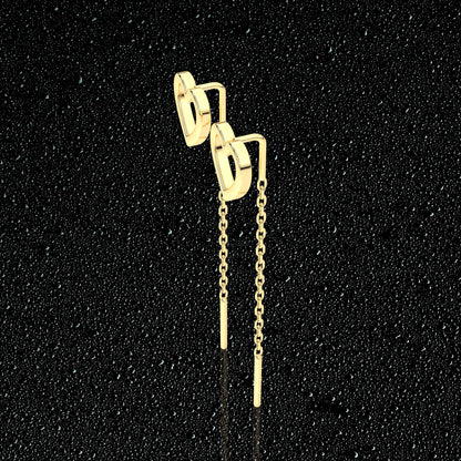 Heart Yellow gold Sui Dhaga 925 silver Earring