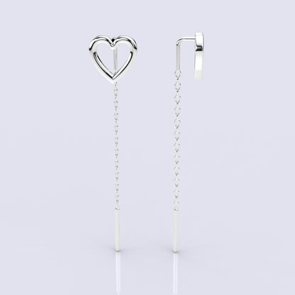 Heart Sui Dhaga 925 silver Earring