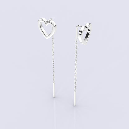 Heart Sui Dhaga 925 silver Earring