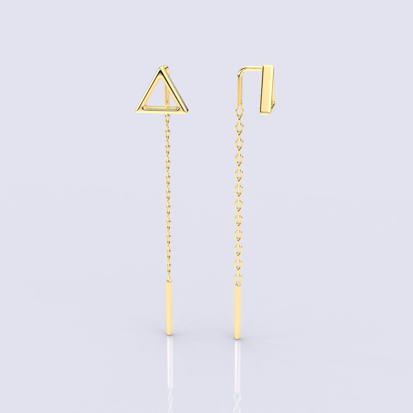 Tringle Yellow gold Sui Dhaga 925 silver Earring