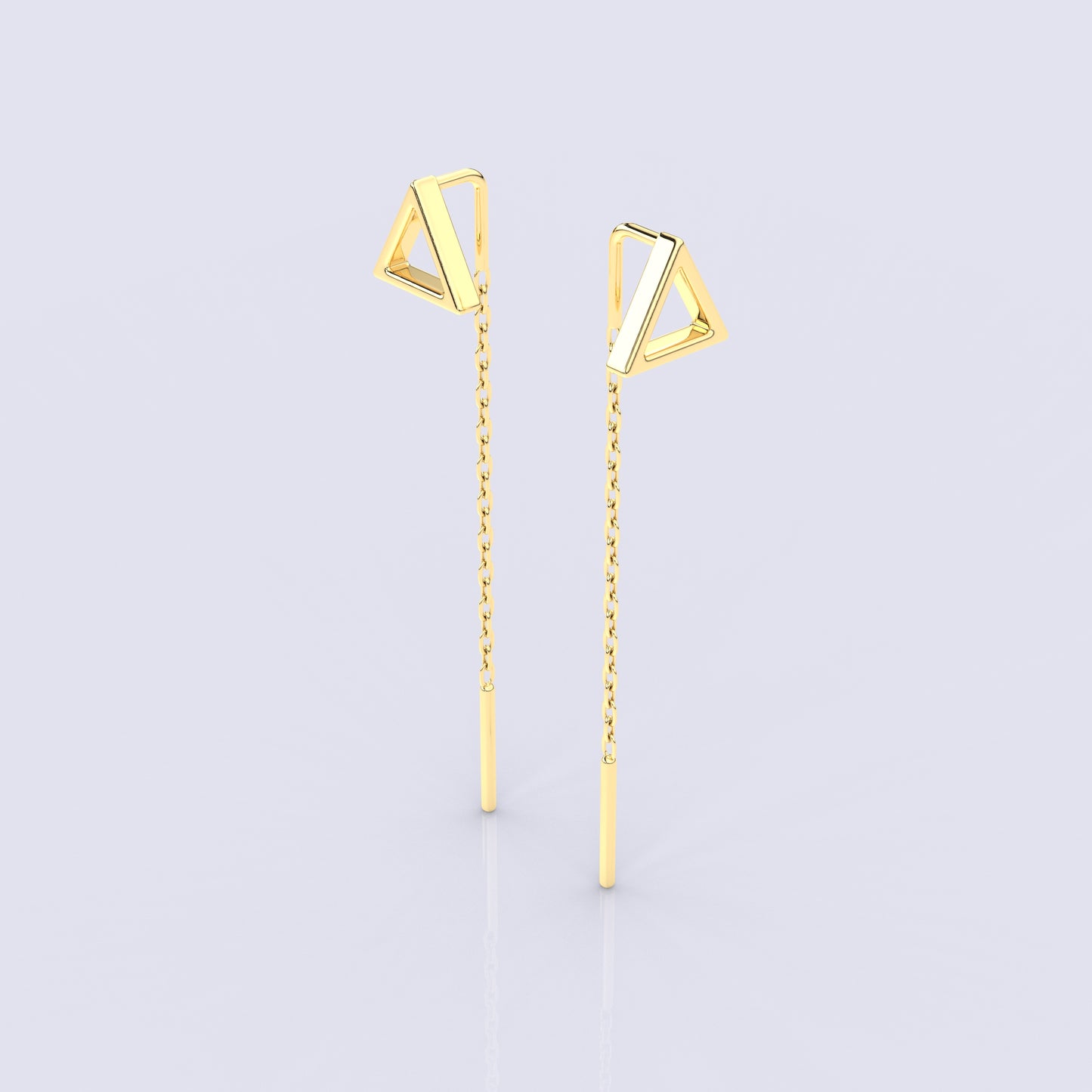 Tringle Yellow gold Sui Dhaga 925 silver Earring