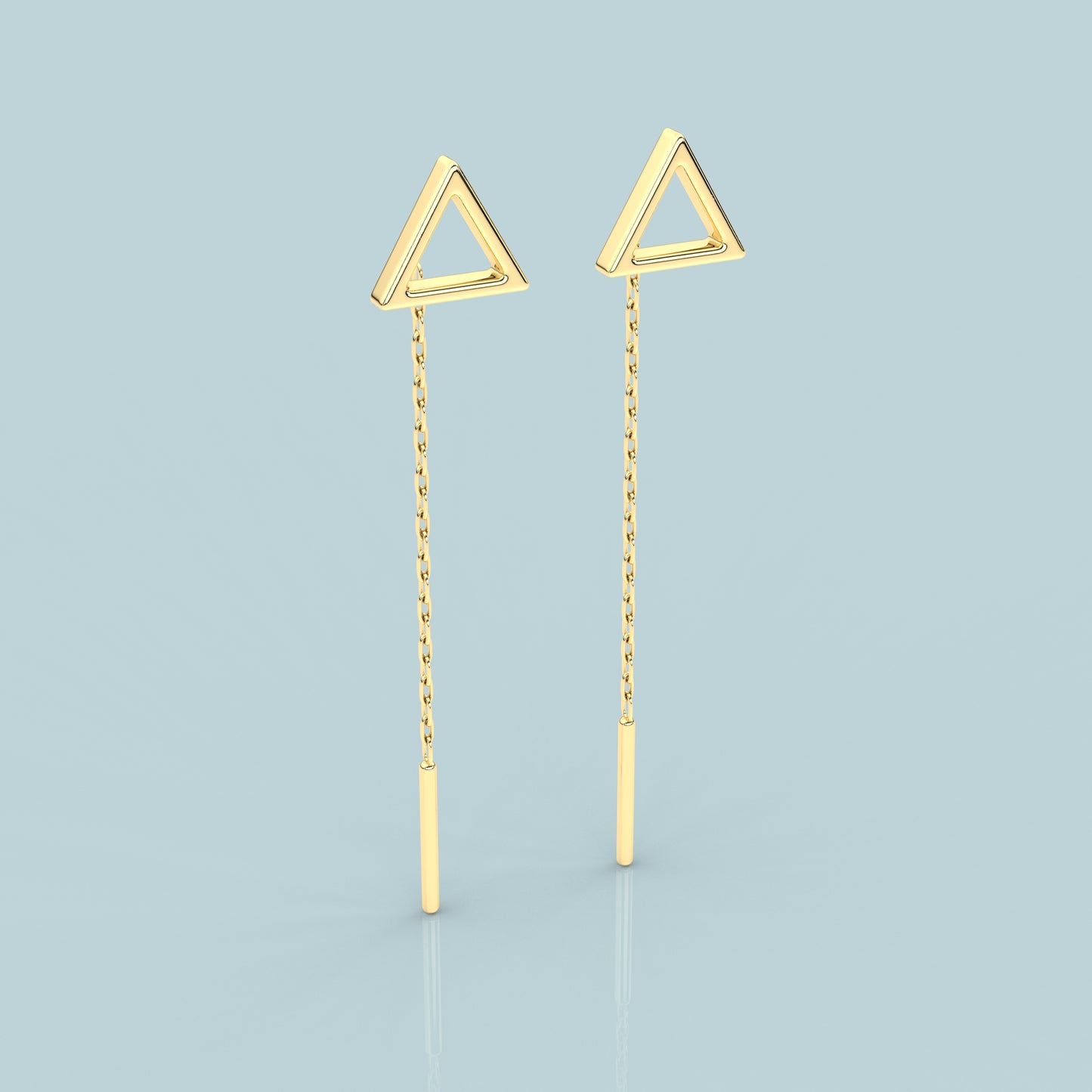 Tringle Yellow gold Sui Dhaga 925 silver Earring