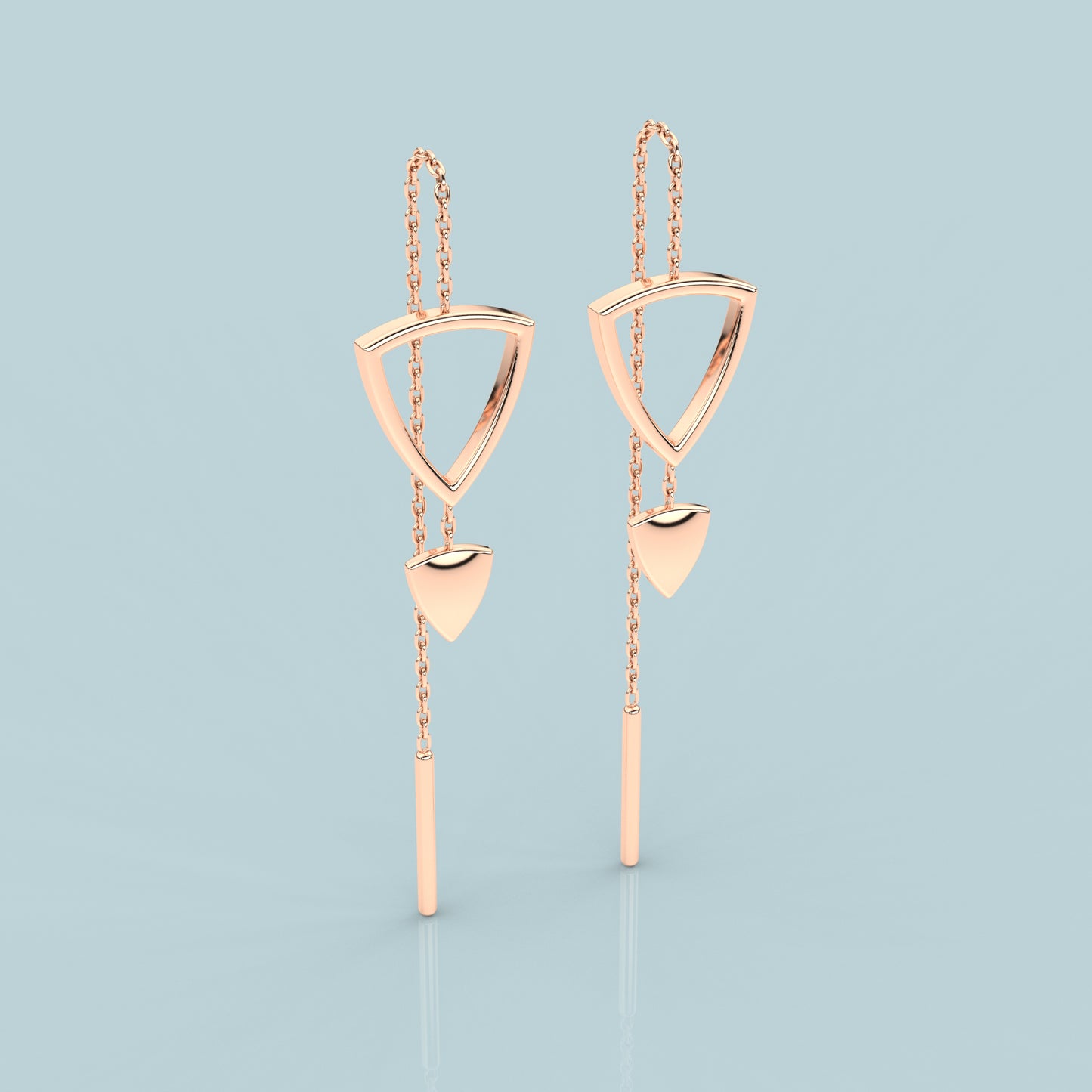 Swing Rose gold Sui Dhaga 925 silver Earring