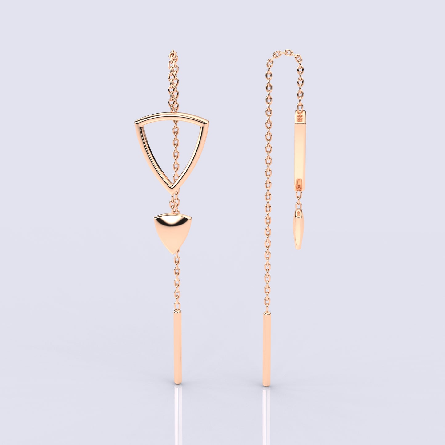 Swing Rose gold Sui Dhaga 925 silver Earring