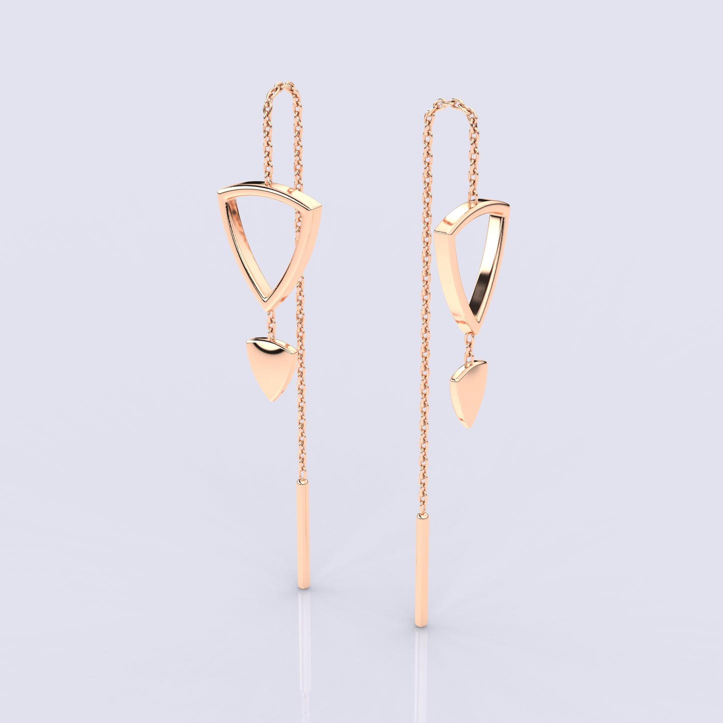 Swing Rose gold Sui Dhaga 925 silver Earring