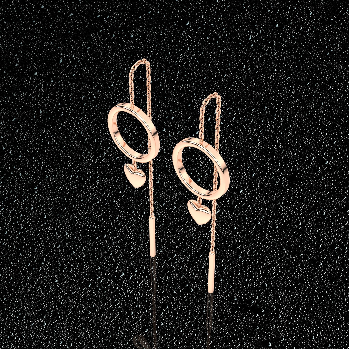 Heart Rose gold  Sui Dhaga 925 silver Earring